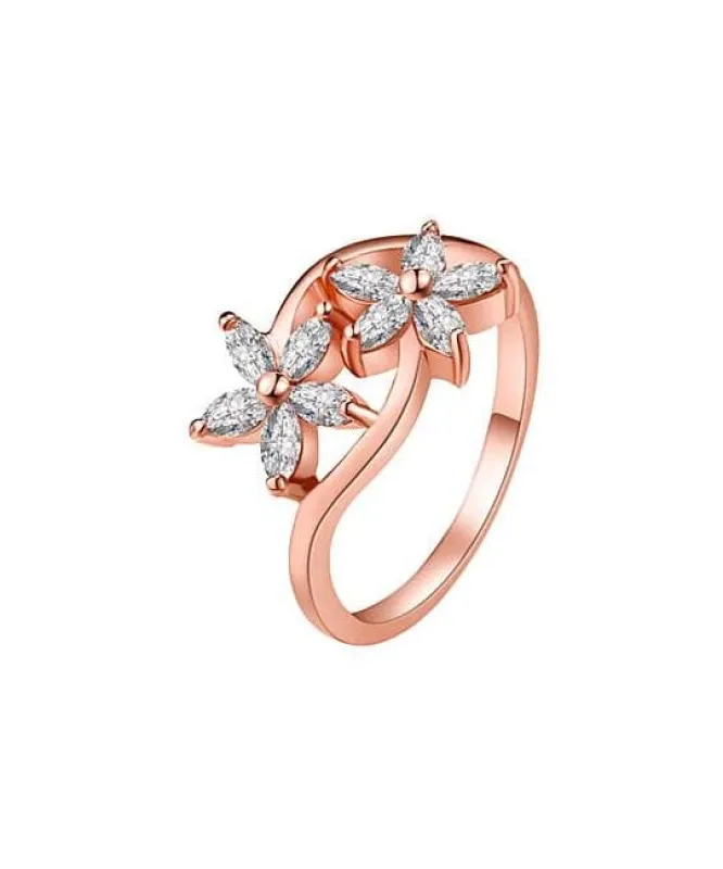 Crystal & Rose Goldtone Double Clover Ring made by Zulily