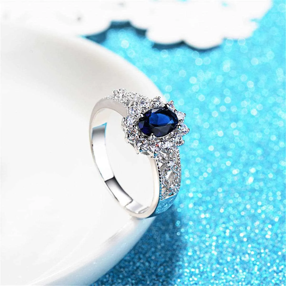 Blue Crystal & Cubic Zirconia Oval-Cut Promise Ring sold by Zulily