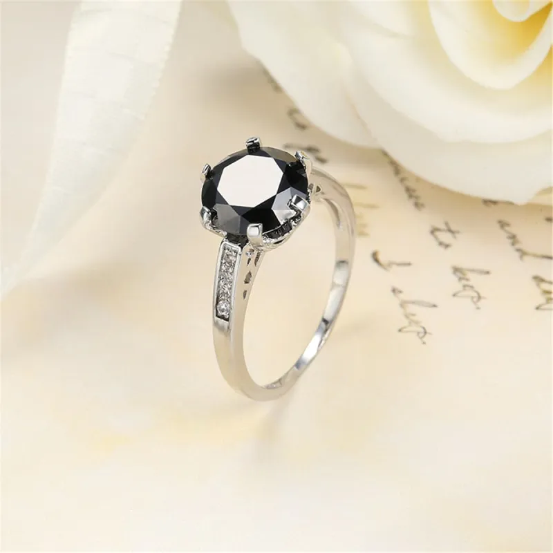 Black Cubic Zirconia & Silvertone Cocktail Ring made by Zulily