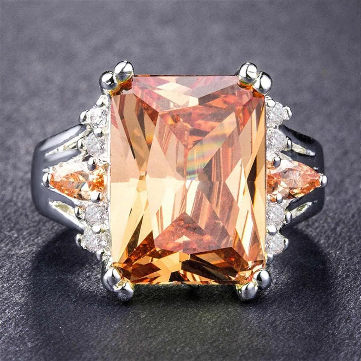 Champagne Crystal & Cubic Zirconia Princess-Cut Ring sold by Zulily product image thumbnail 2