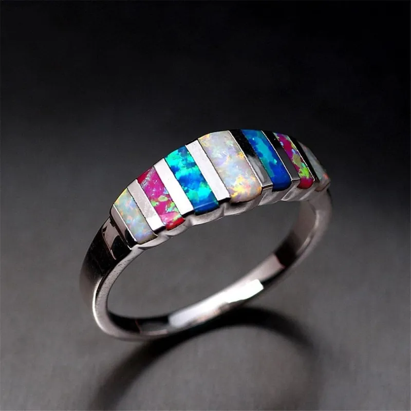 Blue & Purple Opal Silvertone Bar Band made by Zulily