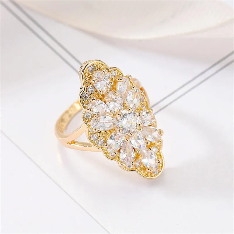 Crystal & Goldtone Pear-Cut Pavé Statement Ring made by Zulily