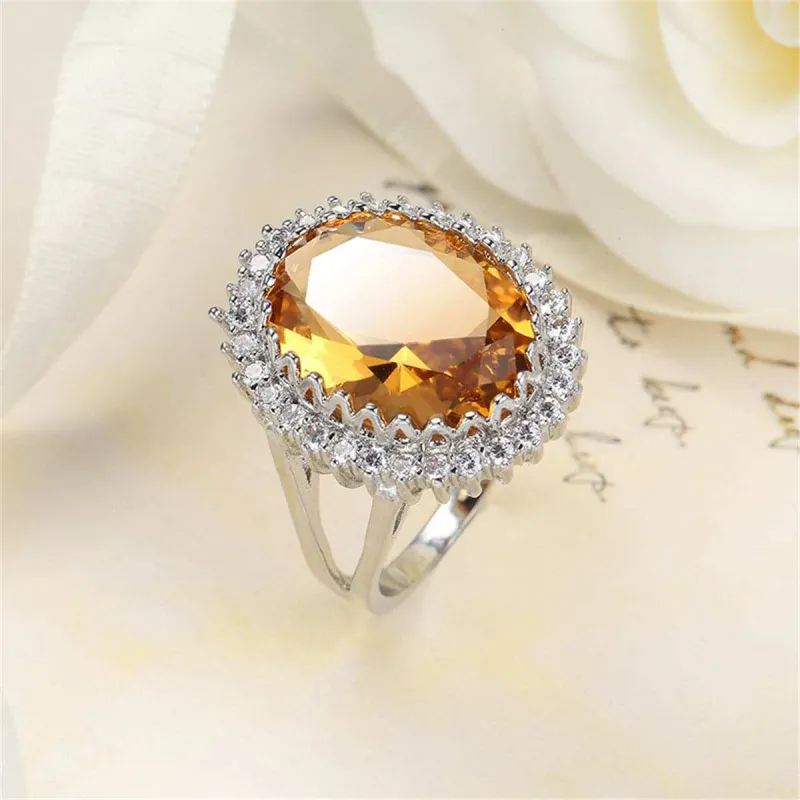 Champagne Cubic Zirconia & Crystal Burst Halo Oval Ring made by Zulily