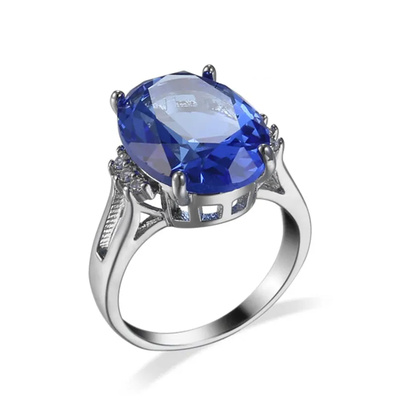 Blue Crystal & Cubic Zirconia Openwork Oval-Cut Ring made by Zulily