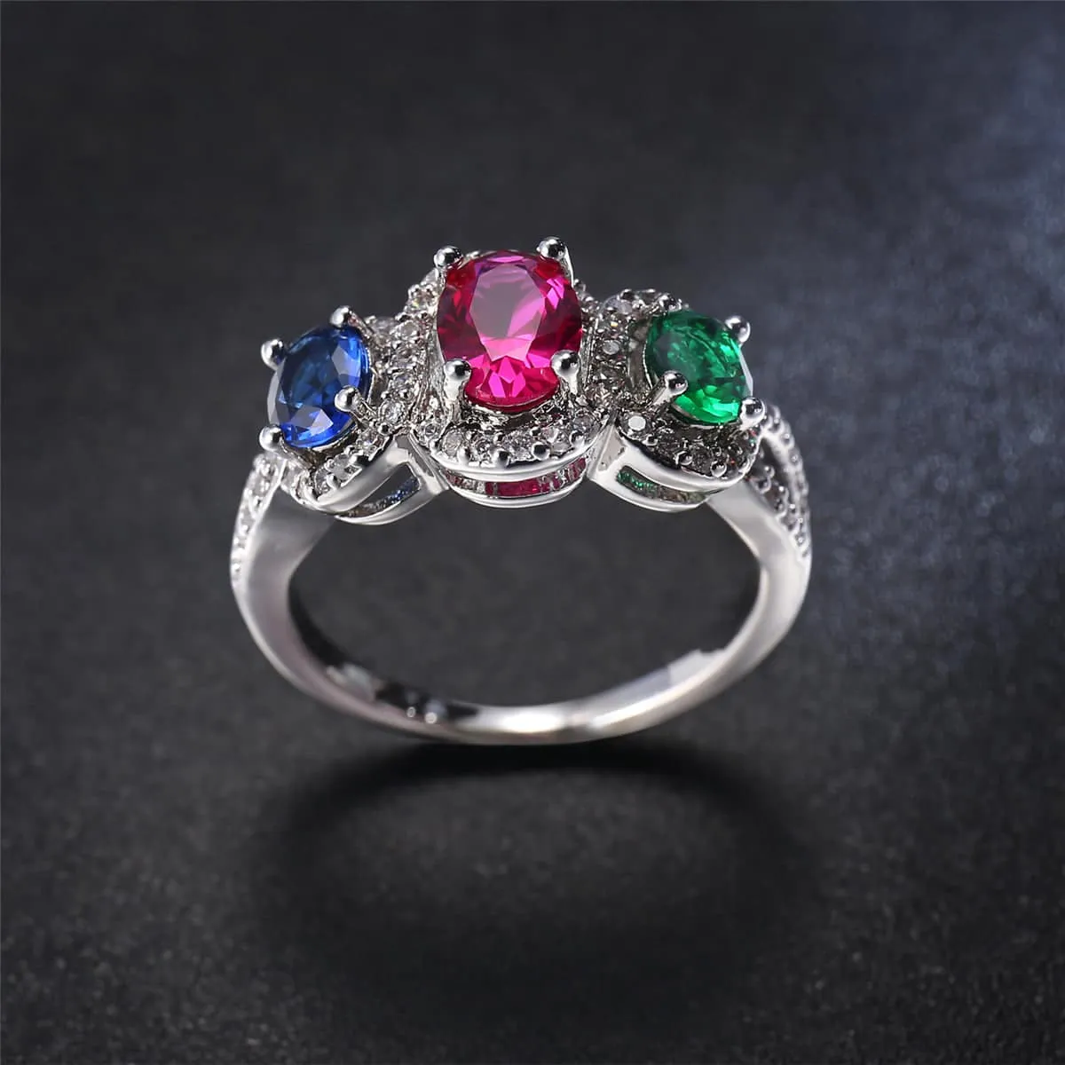 Crystal & Cubic Zirconia Trio Ring sold by Zulily
