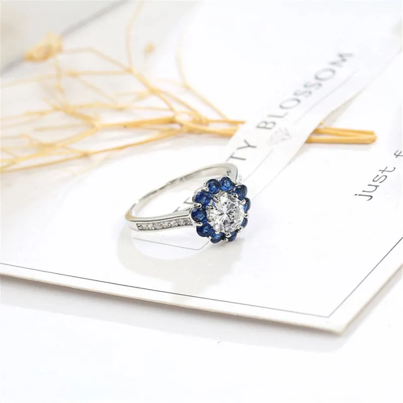 Crystal & Navy Cubic Zirconia Sunflower Ring made by Zulily