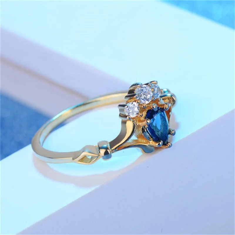 Blue Crystal & Cubic Zirconia Crown Ring made by Zulily