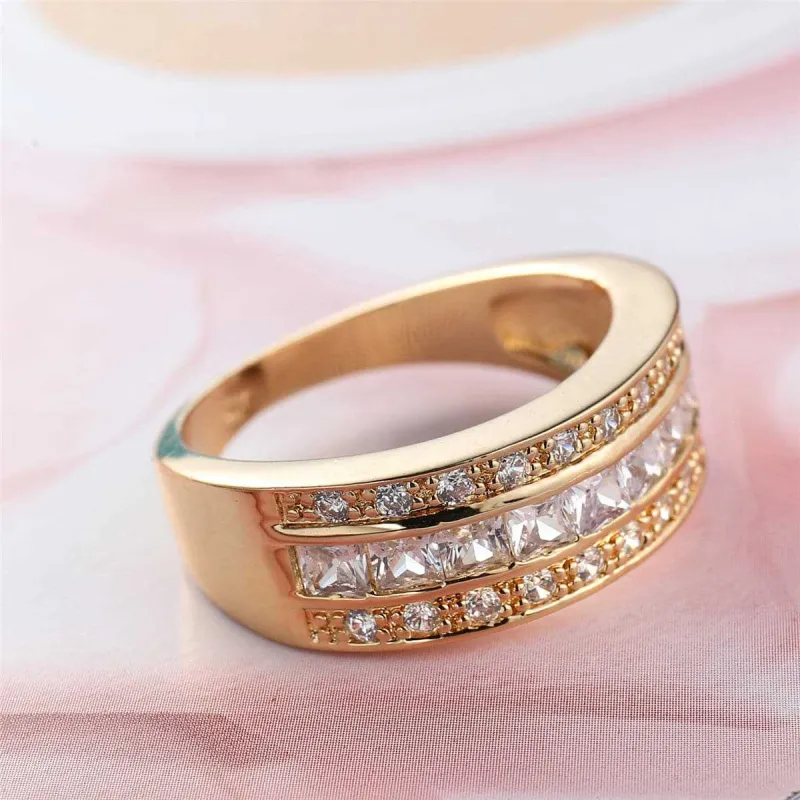 Crystal & Cubic Zirconia Goldtone Princess-Cut Band Ring made by Zulily