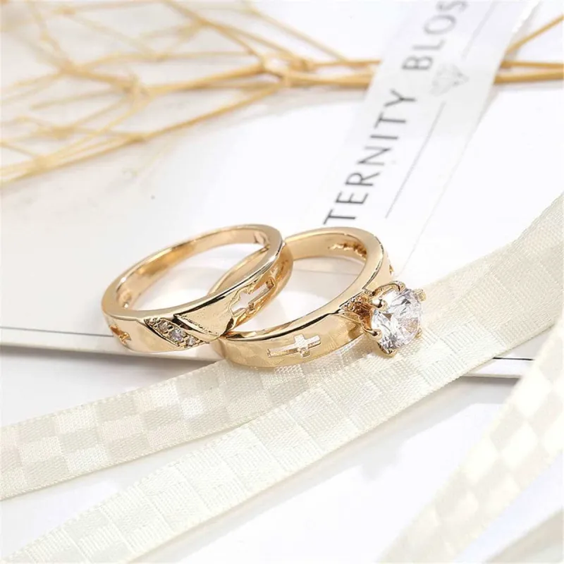 Crystal & Cubic Zirconia Goldtone Cross Ring Set made by Zulily