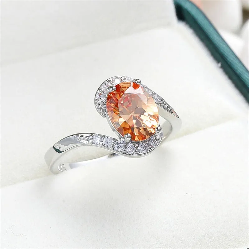 Champagne Crystal & Cubic Zirconia Oval Ring made by Zulily