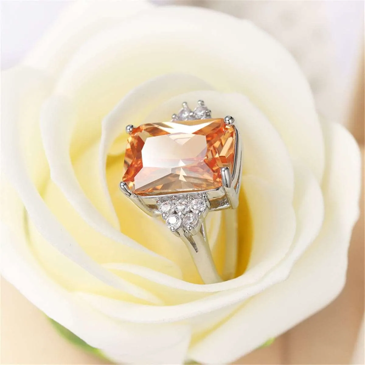 Champagne Crystal & Cubic Zirconia Radiant-Cut Ring sold by Zulily product image thumbnail 2