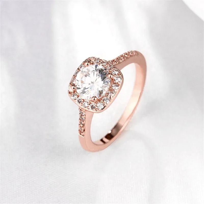 Crystal & Cubic Zirconia Rose Goldtone Halo Round-Cut Ring made by Zulily