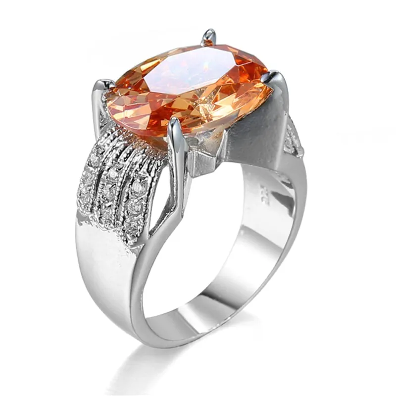 Champagne Cubic Zirconia & Crystal Three-Row Prong Oval Ring made by Zulily