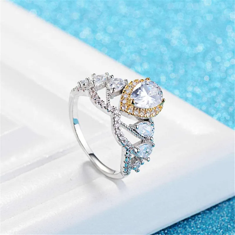 Crystal & Cubic Zirconia Two-Tone Teardrop Ring made by Zulily