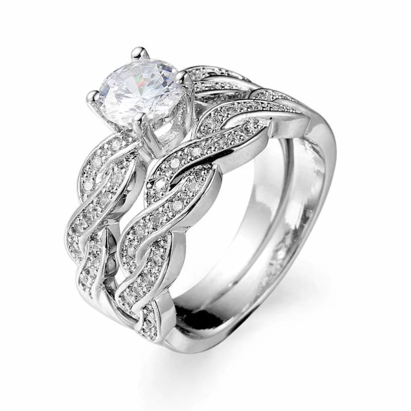 Crystal & Cubic Zirconia Crossing Line Ring Set made by Zulily