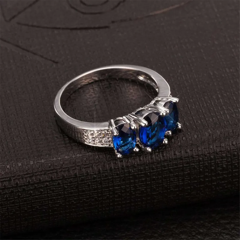 Blue Crystal & Cubic Zirconia Silvertone Ring made by Zulily