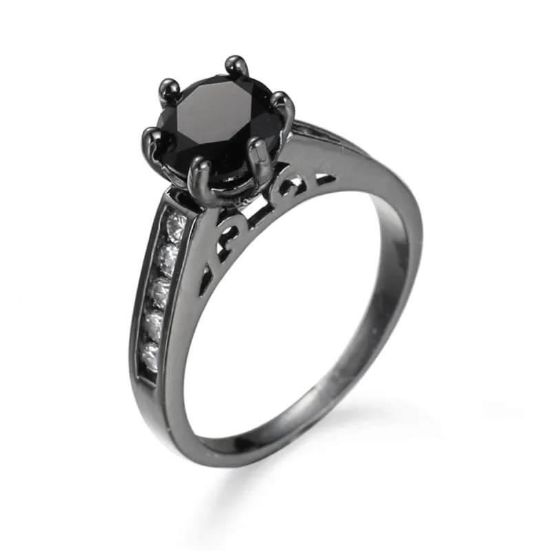 Black Cubic Zirconia & Black-Plated Cocktail Ring made by Zulily