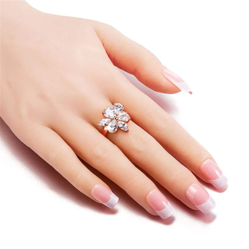 Crystal & Rose Goldtone Floral Ring made by Zulily