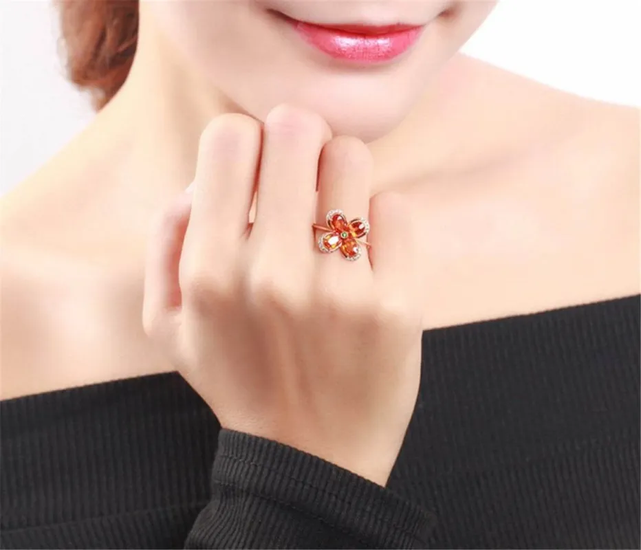 Champagne Crystal & Cubic Zirconia Clover Ring made by Zulily