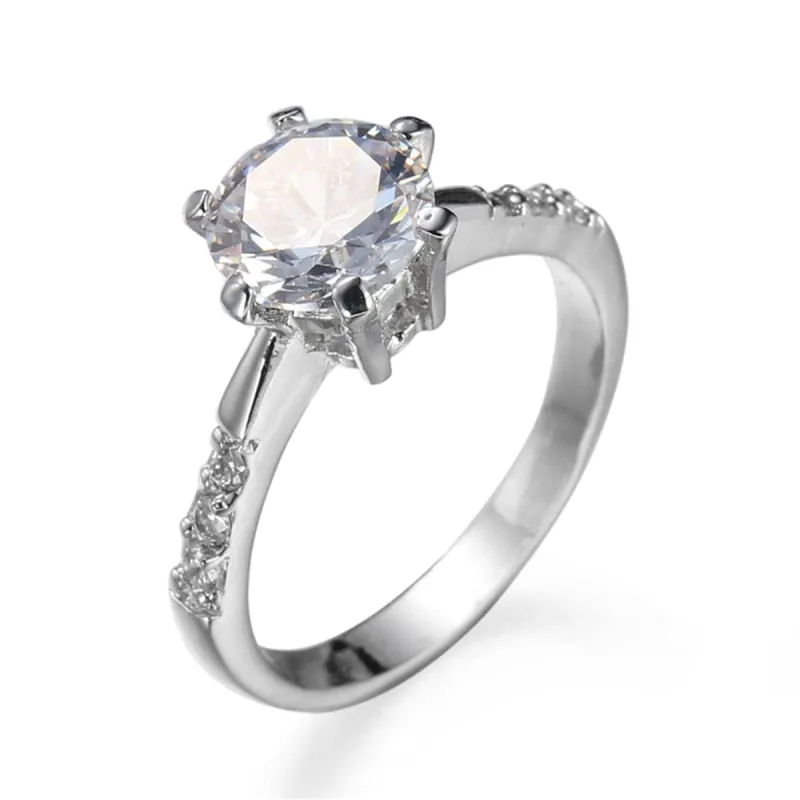 Crystal & Cubic Zirconia Silvertone Round-Cut Prong Ring made by Zulily