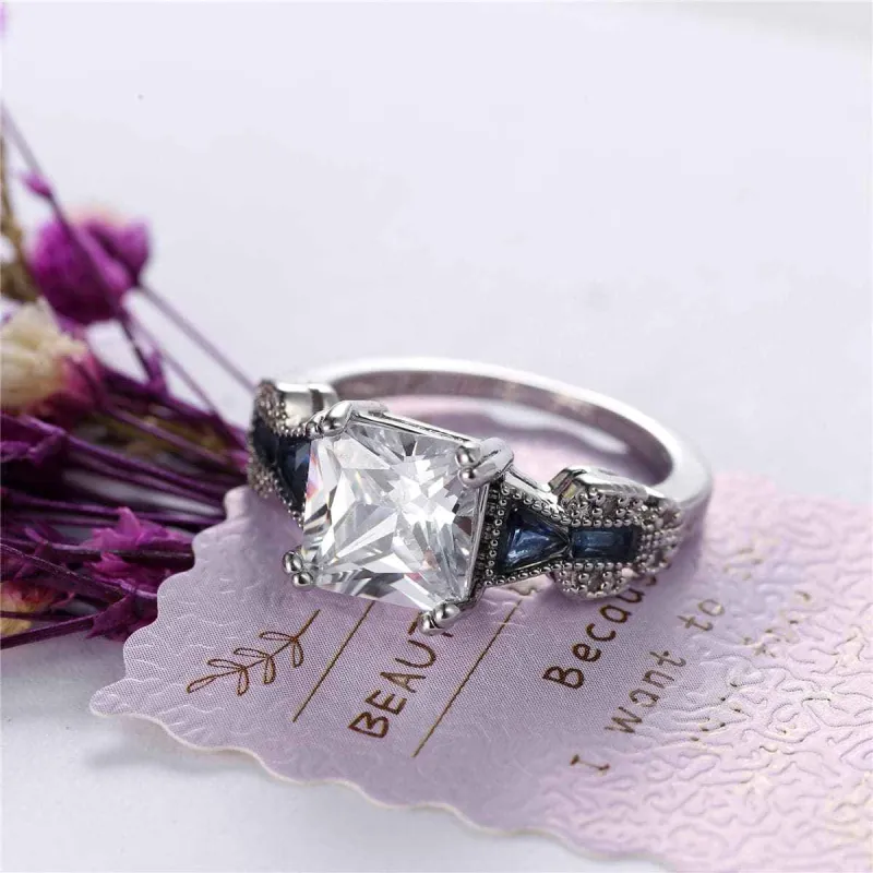 Crystal & Silvertone Princess-Cut Prong-Set Ring made by Zulily
