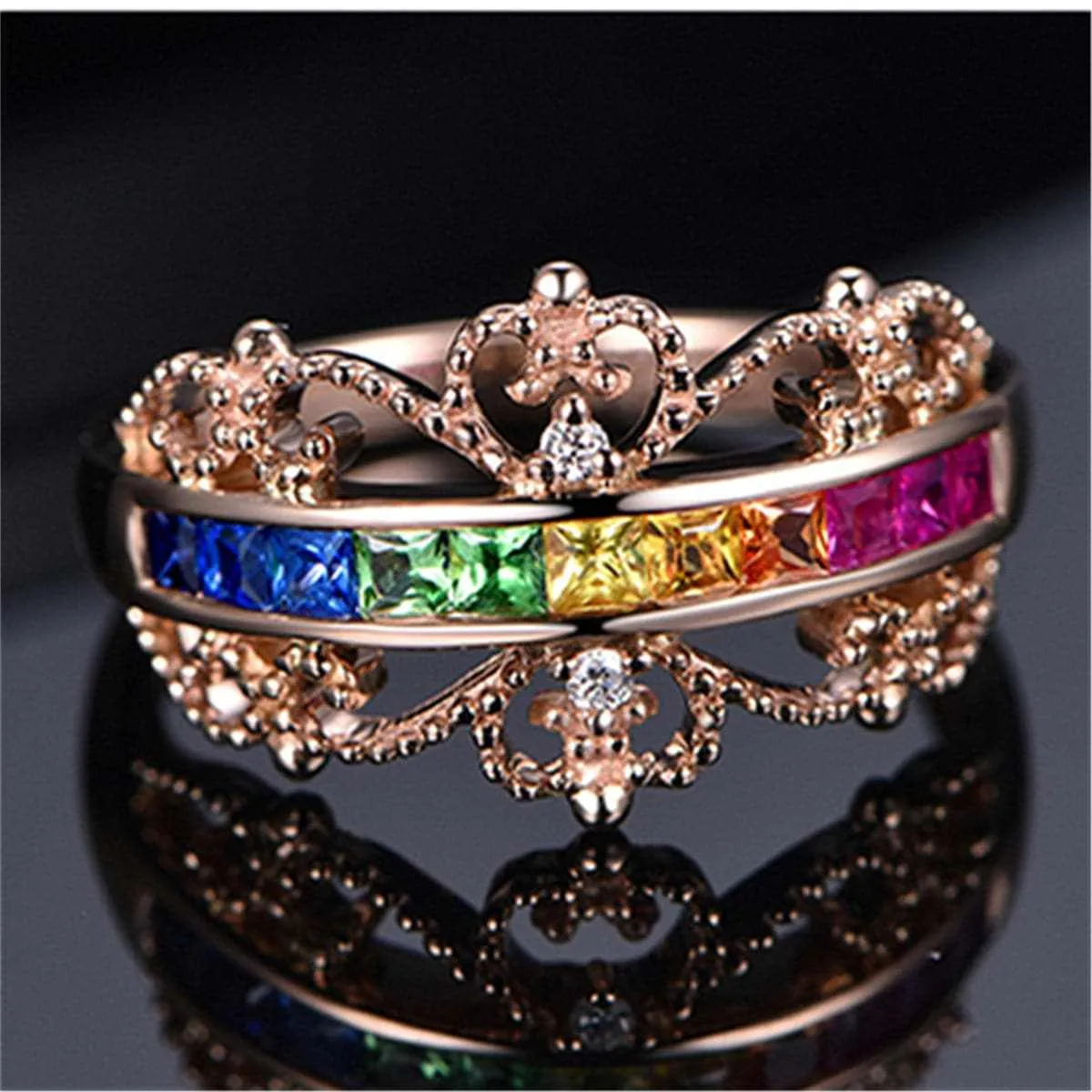 Cubic Zirconia & Crystal Channel Flower Ring sold by Zulily product image thumbnail 2