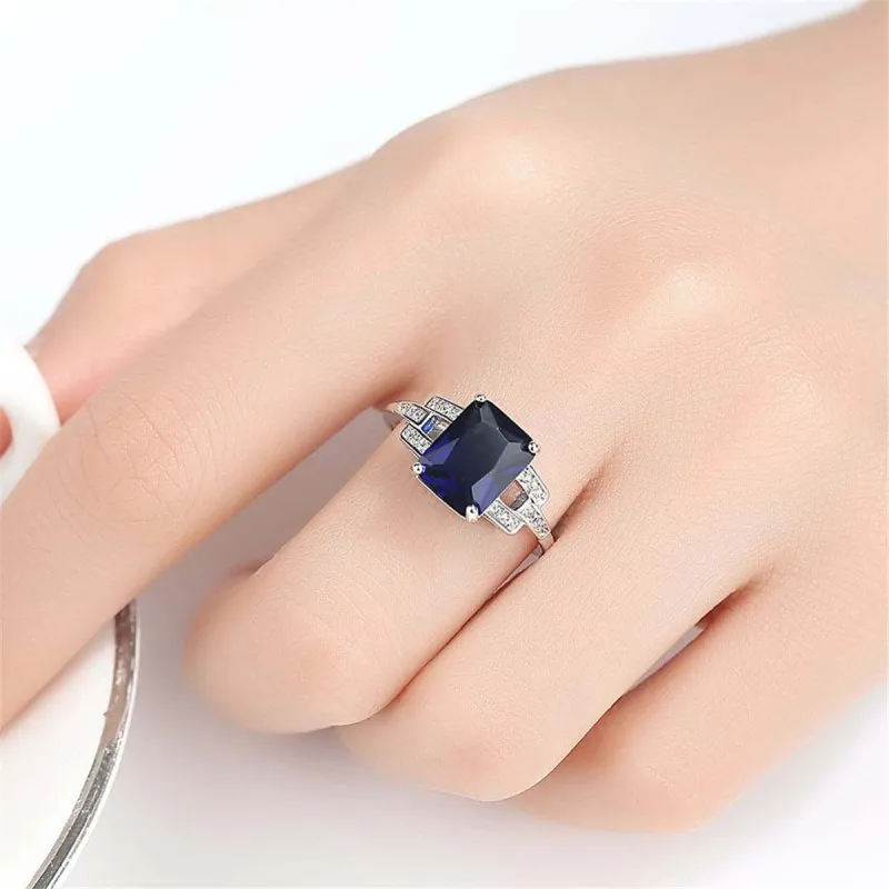 Blue Crystal & Cubic Zirconia Radiant-Cut Ring made by Zulily