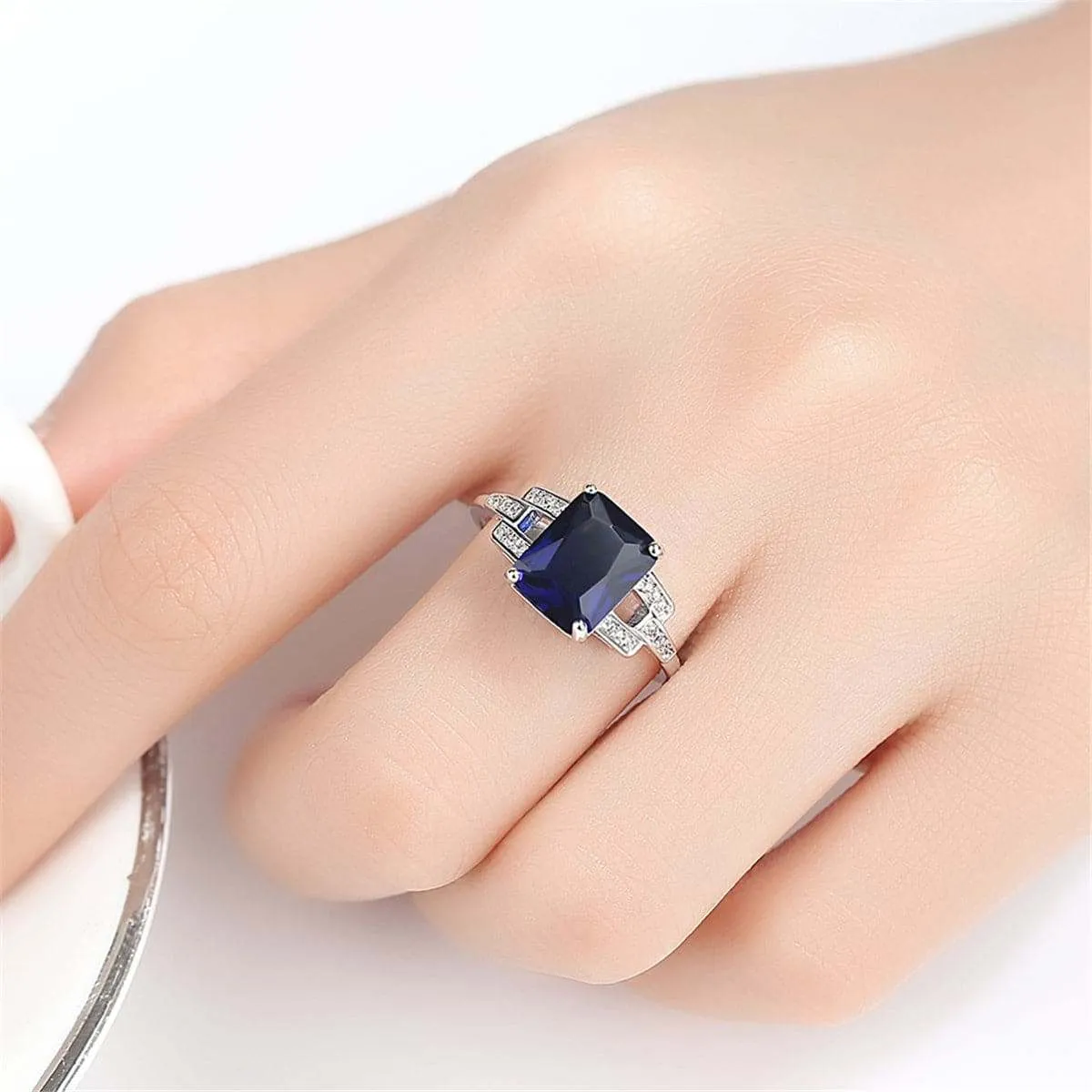 Blue Crystal & Cubic Zirconia Radiant-Cut Ring sold by Zulily