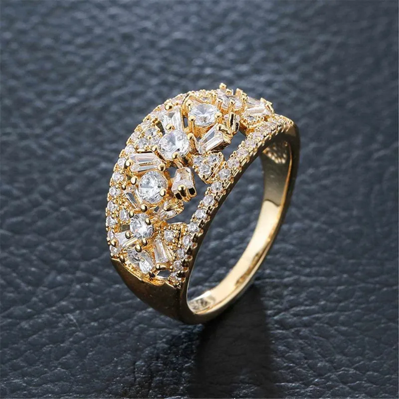 Cubic Zirconia & Crystal Flower Wide-Band Ring made by Zulily