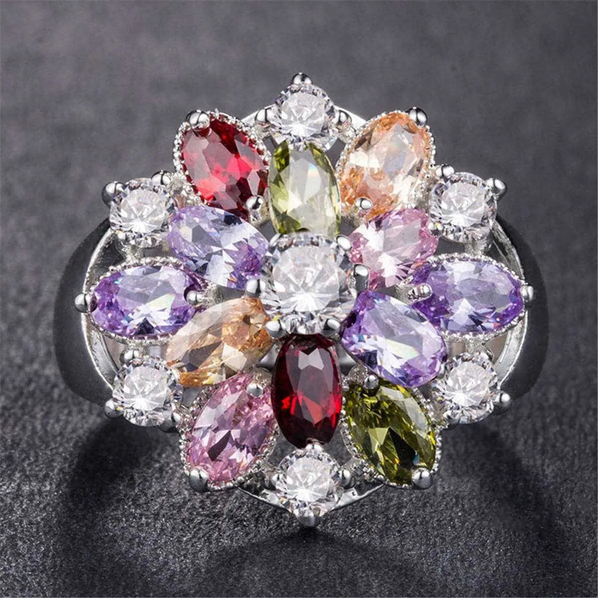 Cubic Zirconia & Crystal Sunflower Ring sold by Zulily