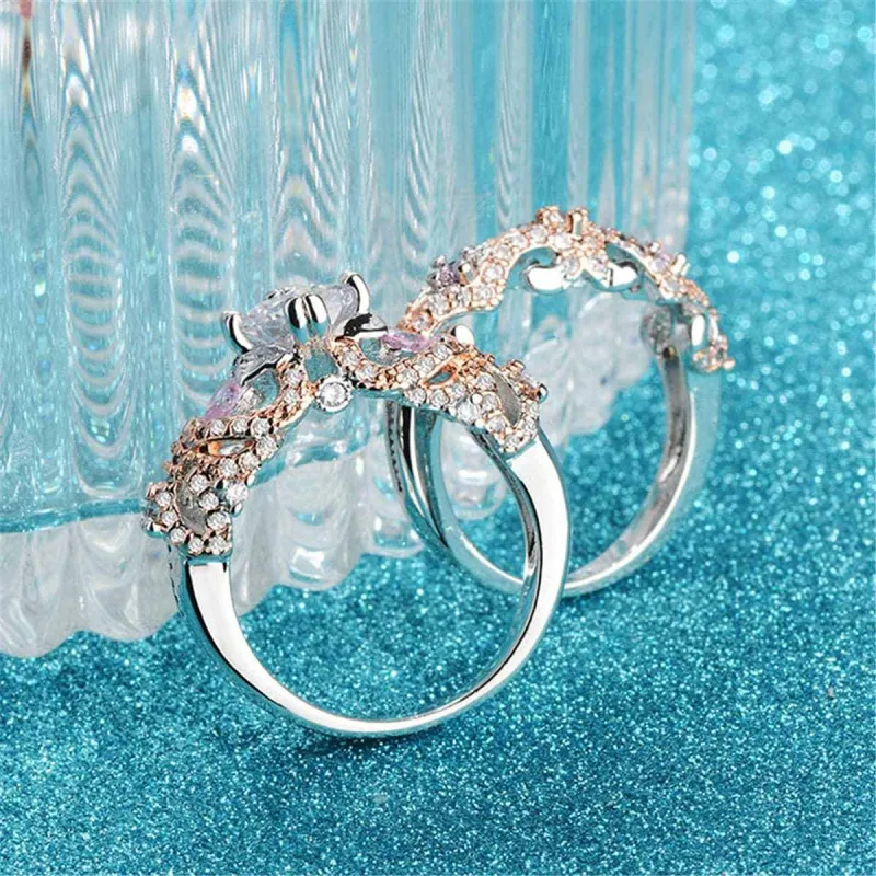 Cubic Zirconia & Crystal Two-Tone Claddagh Ring Set made by Zulily