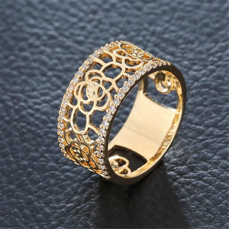 Cubic Zirconia & Goldtone Floral Cutout Ring made by Zulily