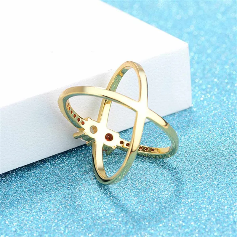 Cubic Zirconia & Goldtone X Open Ring made by Zulily