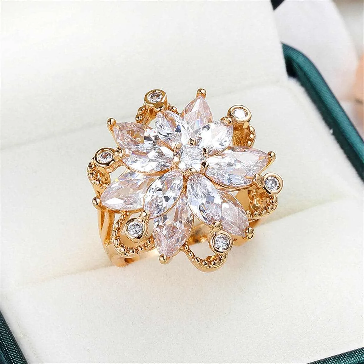 Cubic Zirconia & Goldtone Snowflake Ring sold by Zulily
