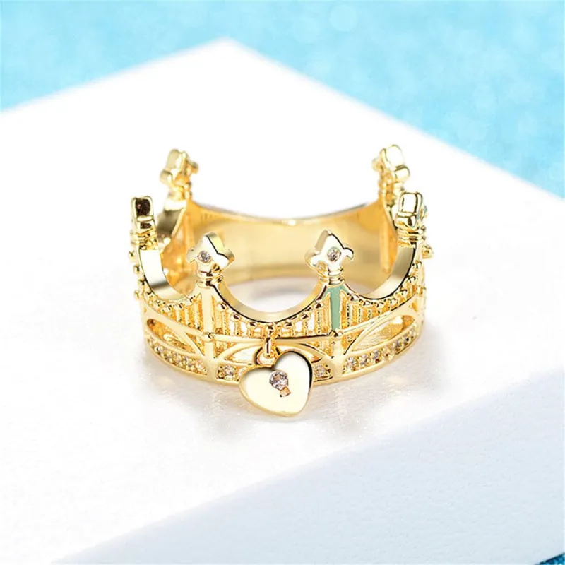 Cubic Zirconia & Goldtone Heart Charm Crown Ring made by Zulily