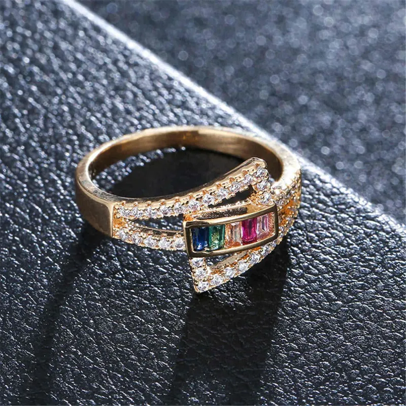 Cubic Zirconia & Rainbow Crystal Ring made by Zulily