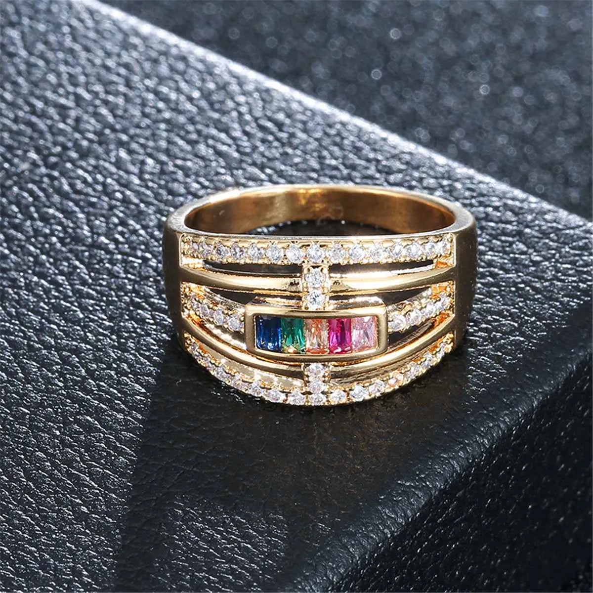 Cubic Zirconia & Rainbow Crystal Horizontal Line Ring sold by Zulily product image thumbnail 3