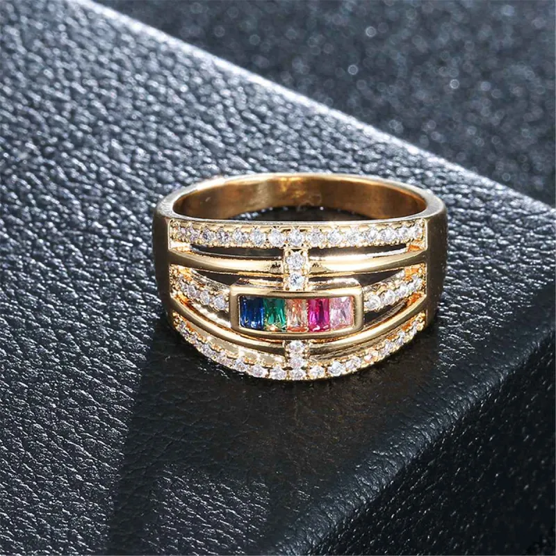 Cubic Zirconia & Rainbow Crystal Horizontal Line Ring made by Zulily