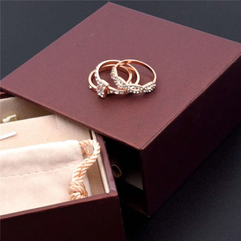 Cubic Zirconia & Rose Goldtone Band Set made by Zulily