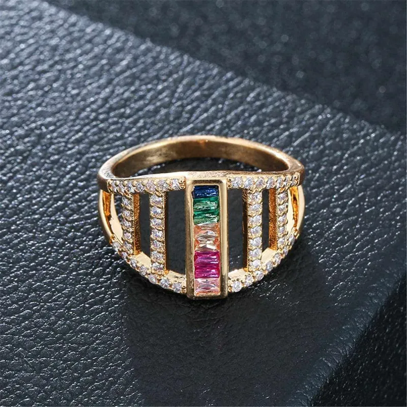 Cubic Zirconia & Rainbow Crystal Vertical Line Ring made by Zulily