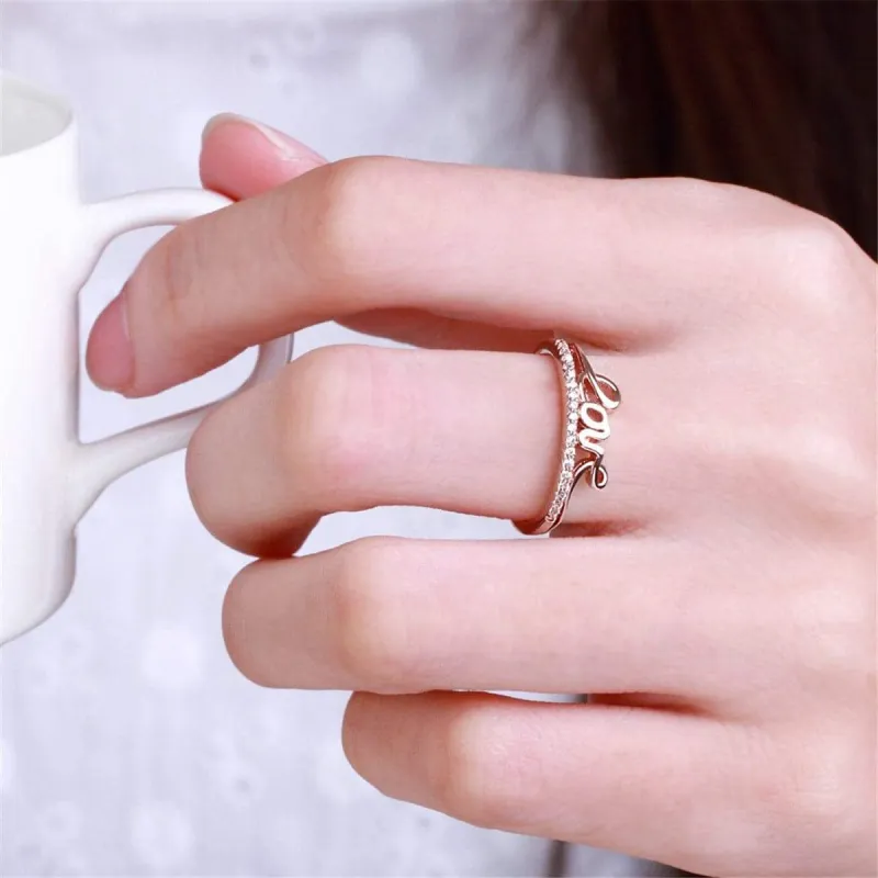 Cubic Zirconia & Rose Goldtone 'Love' Ring made by Zulily