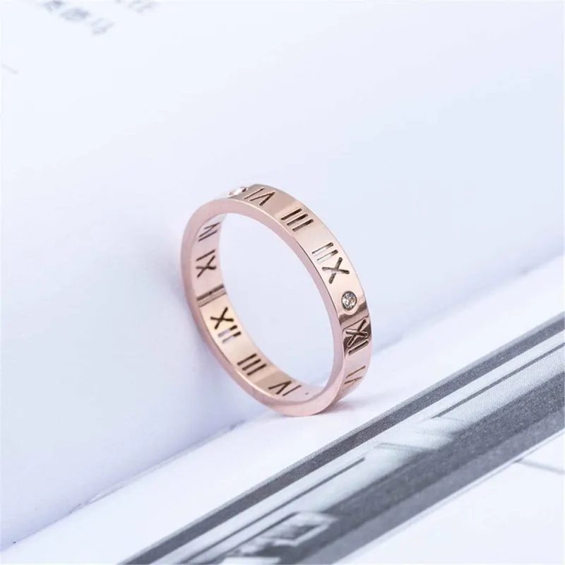 Cubic Zirconia & Rose Goldtone Roman Numeral Band Ring made by Zulily