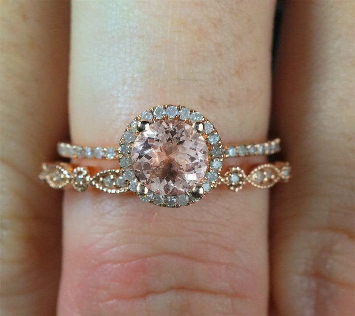 Cubic Zirconia & Rose Goldtone Round-Cut Halo Ring Set sold by Zulily product image thumbnail 5