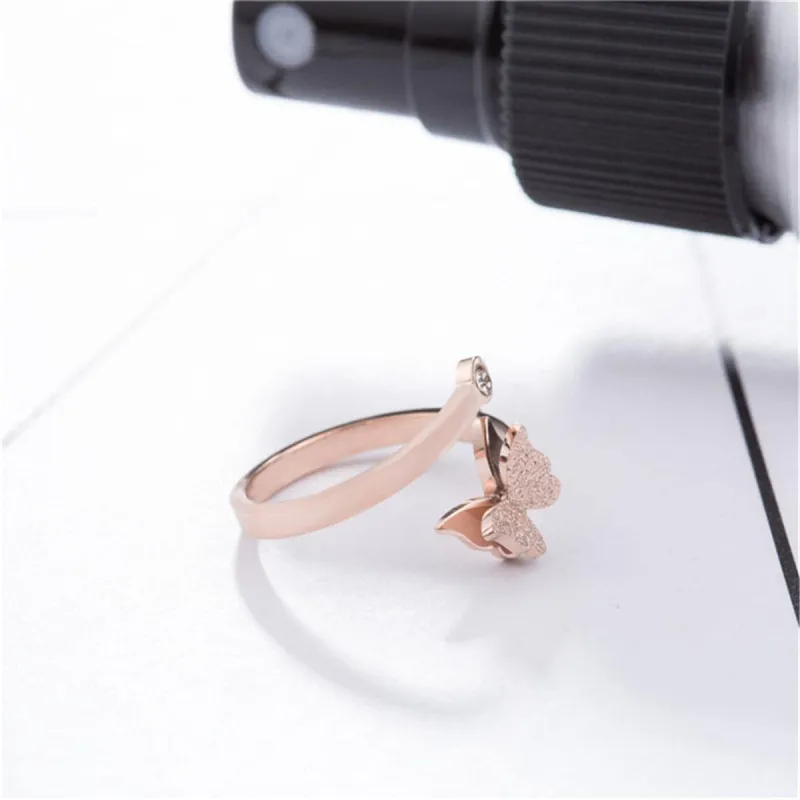 Cubic Zirconia & Rose Goldtone Frosted Butterfly Ring made by Zulily