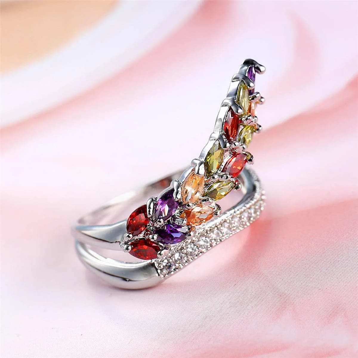 Cubic Zirconia & Silvertone Marquise-Cut Bypass Ring sold by Zulily product image thumbnail 5