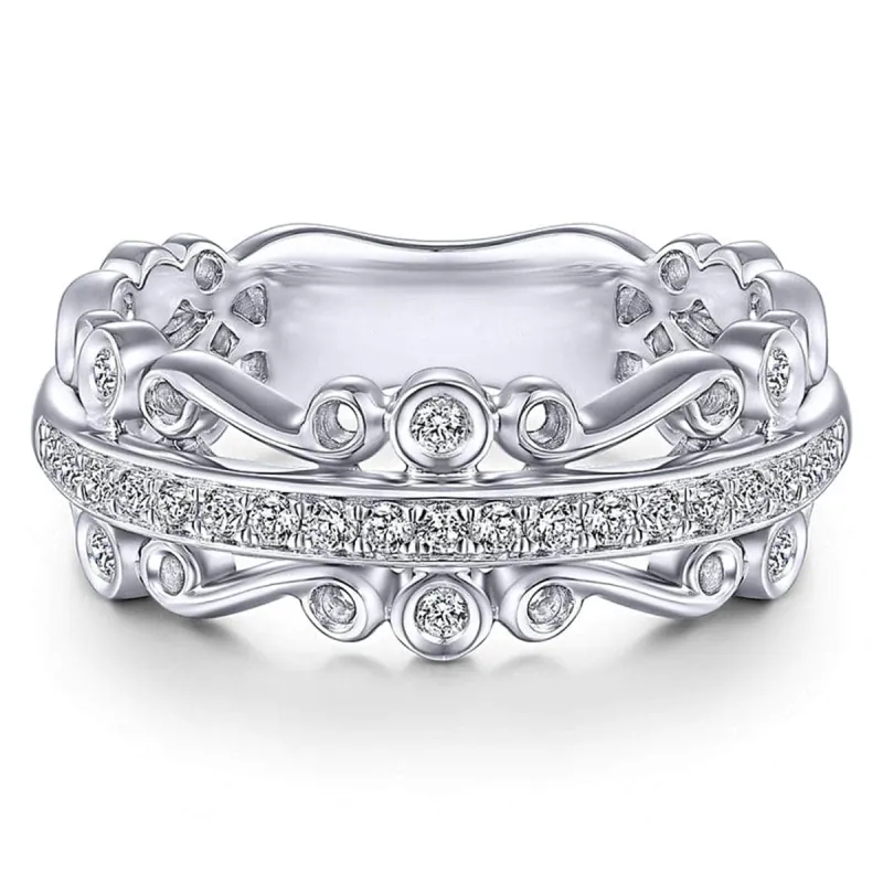 Cubic Zirconia & Silvertone Filigree Channel Band made by Zulily
