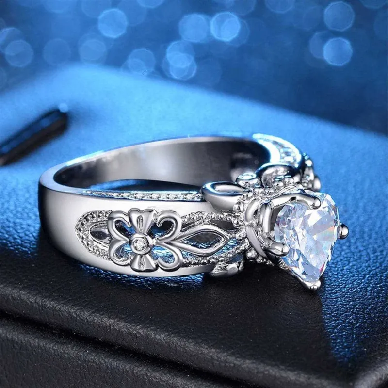 Cubic Zirconia & Silvertone Fleur-De-Lis Heart Ring made by Zulily