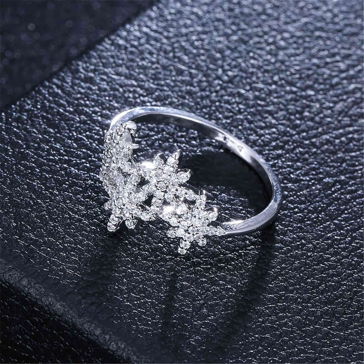 Cubic Zirconia & Silvertone Snowflake Ring sold by Zulily