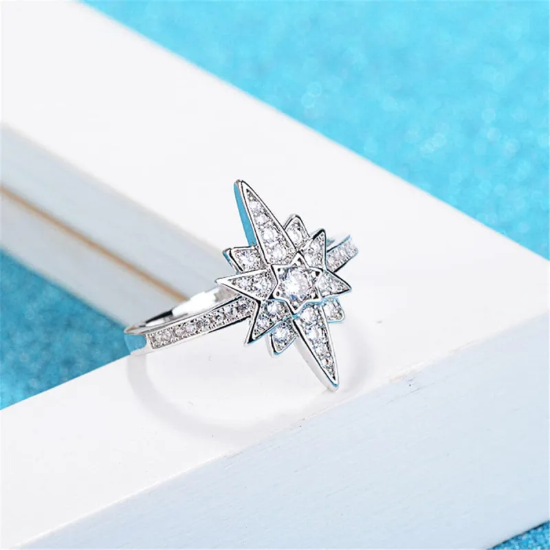 Cubic Zirconia & Silvertone Shinning Star Band Ring made by Zulily