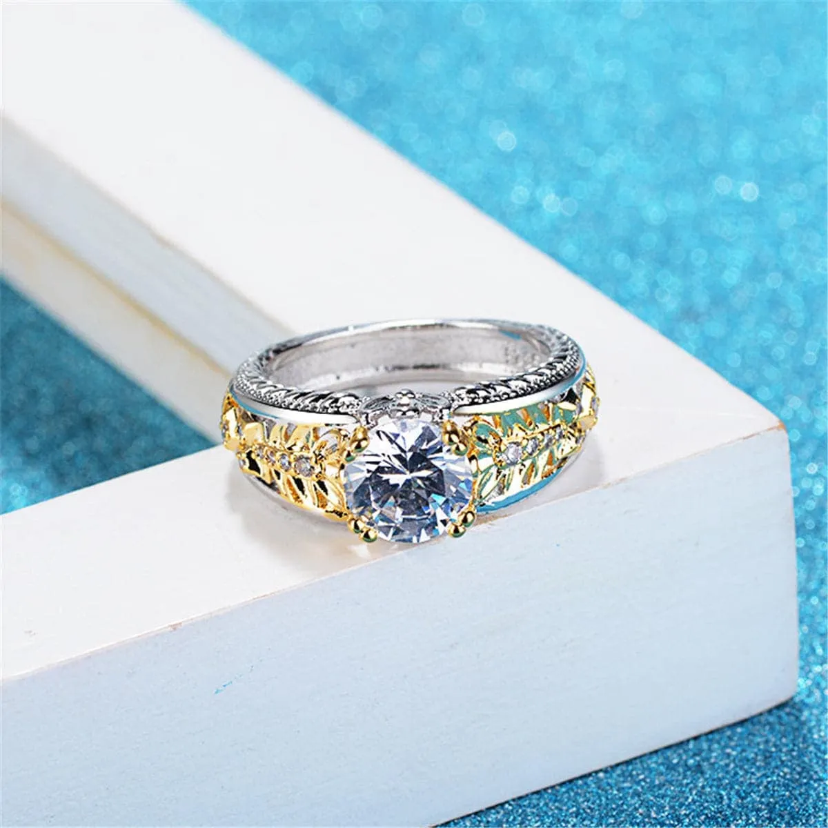 Cubic Zirconia & Two-Tone Cocktail Ring sold by Zulily product image thumbnail 5